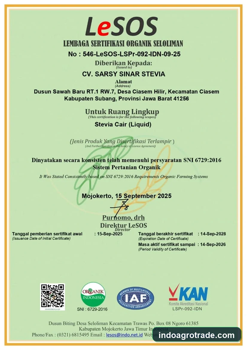 LeSOS Organic Certificate preview